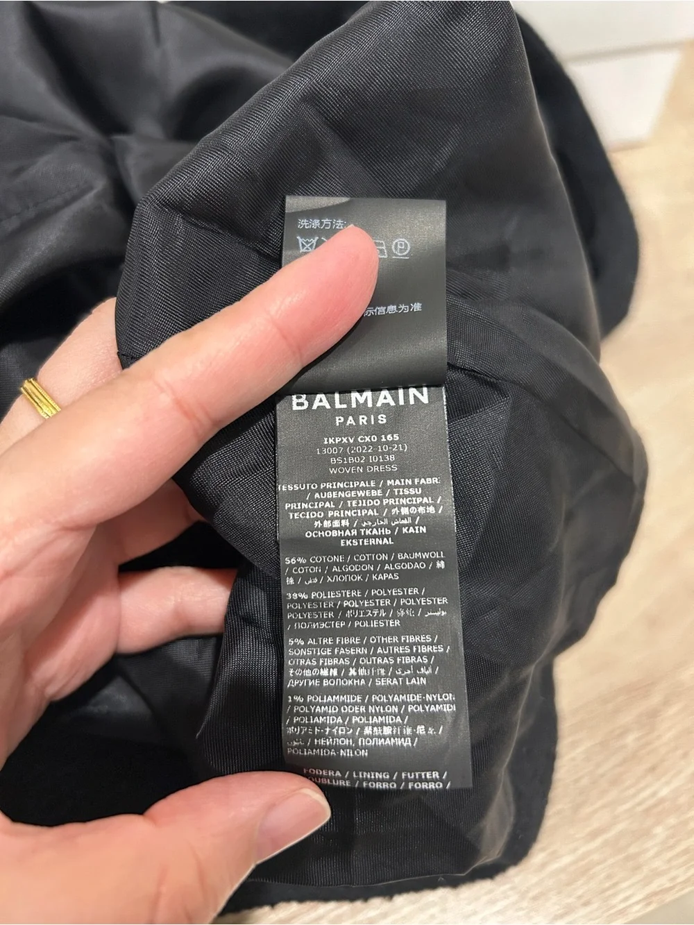 NWT Balmain Kids black cotton blend dress with buttons, Size 6, $650 Retail